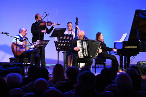 Photo of Cadence Ensemble musicians on stage.