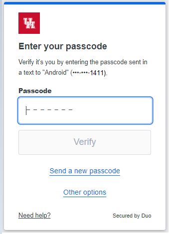 New DUO SMS Request Step 3