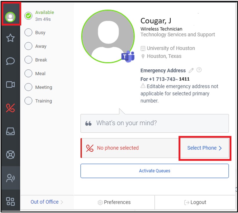 Select a Phone in the Genesys Call System