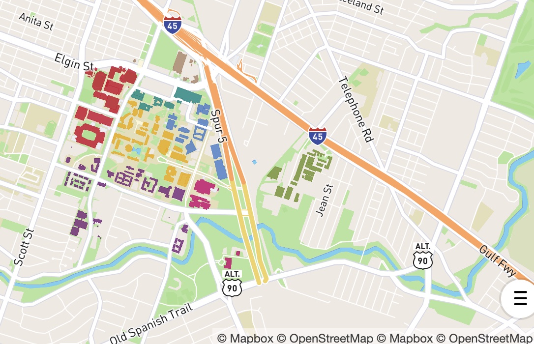 Screen capture of the UH Central Campus online map