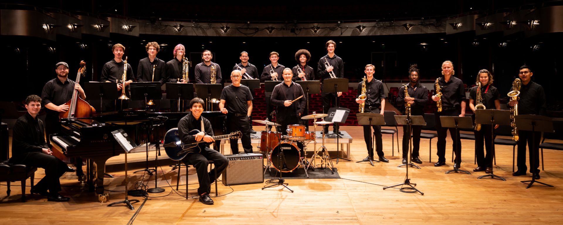 The Moores School of Music Jazz Band on the opera house stage