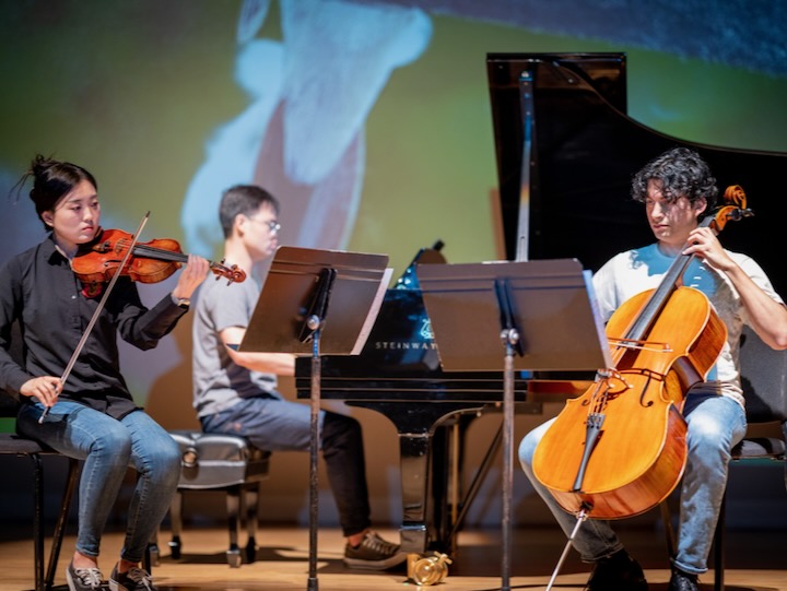 university of houston students from the moores school of music play instruments